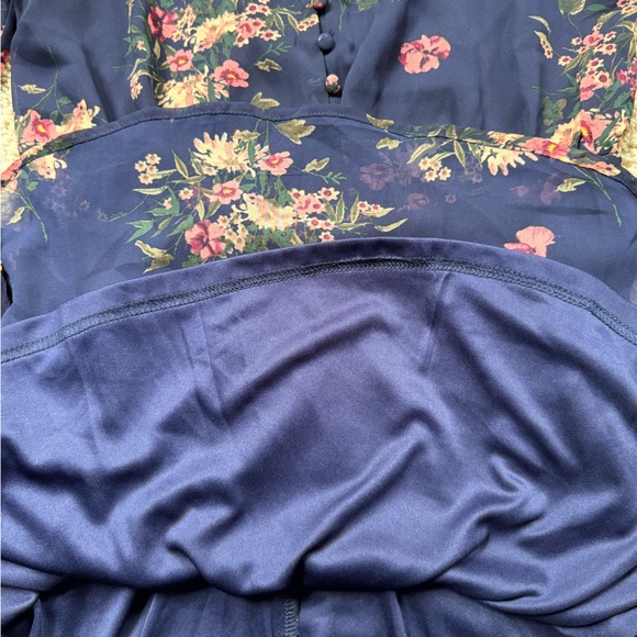 Lulus Blue Floral Print Long Sleeve Tying Dress - Picture 4 of 6